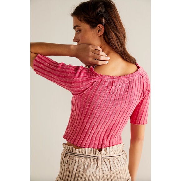 FREE PEOPLE We the Free Meant to Be Tee in Pink, Size L - NWT ($58 Retail) - Picture 3 of 5